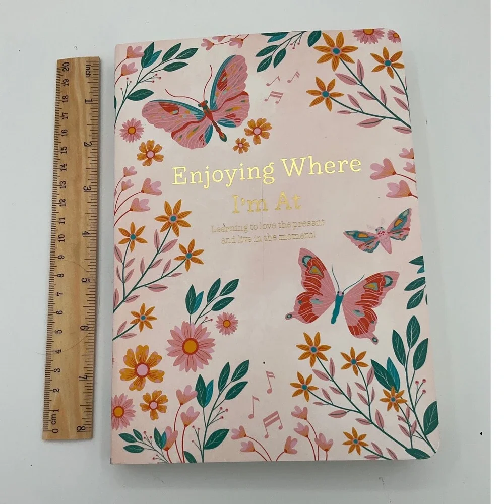 Piccadilly Enjoying Where I'm At Guided Journal Butterfly Floral Pink Gold Foil